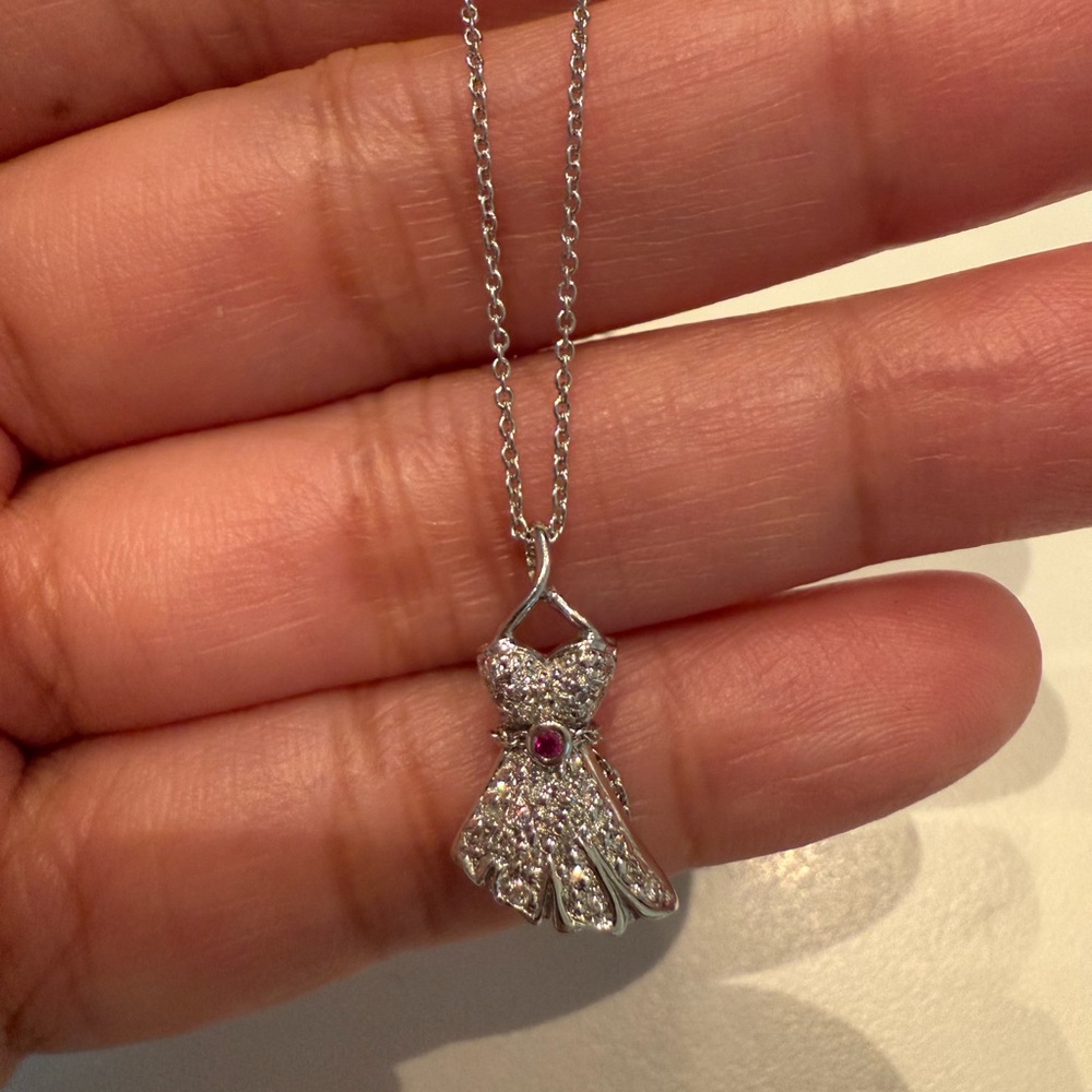 Roberto Coin 18k White Gold Diamond and Ruby Dress Pendant Necklace